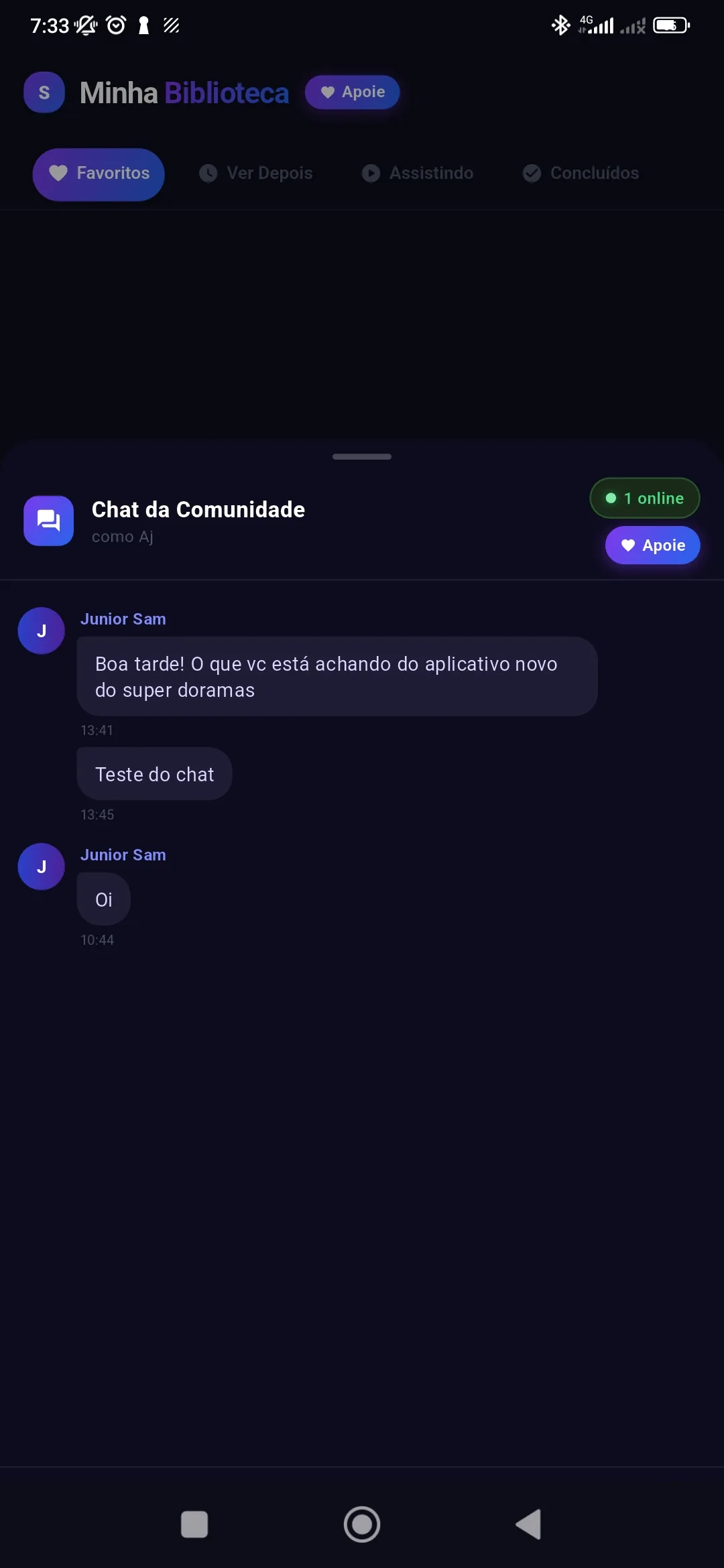 Chat da comunidade Super Doramas em tempo real